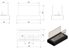 Kratki GALINA/TUV - BIO kandalló GALINA 21,8x35,4 cm 1kW fekete