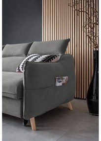 Világosszürke bársony kinyitható sarokkanapé (bal oldali) Sweet Harmony – Miuform