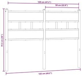 füstös tölgy színű szerelt fa és vas fejtámla 120 cm