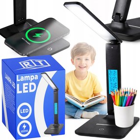 Led Asztali Lámpa Állítható Iskolai Íróasztal LCD Kijelző Usb Ébresztőóra