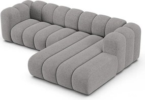 Szürke zsenília sarokkanapé (jobb oldali-heverő résszel) Lupine – Micadoni