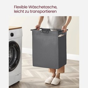 Szennyeskosár, szennyeskosár polccal, 65l, fekete-szürke