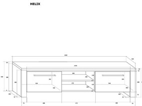 Helix Tv Állvány Fekete/Magasfényű Fekete Színben