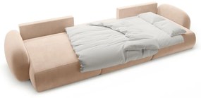 Bézs bársony kinyitható-tárolóhelyes (U alakú) sarokkanapé Tonale – Cosmopolitan Design