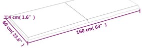 sötétbarna kezelt tömör tölgyfa asztallap 160x60x(2-4) cm