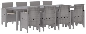 vidaXL Kert étkező szett 9 pcs Fehér Polipropilén