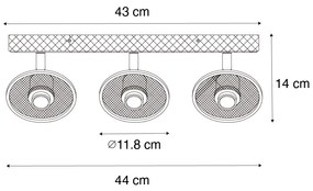 Ipari mennyezeti spotlámpa fekete fával 3-lámpás - Jasmine