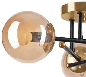 Felületre szerelhető csillár  MALENA 3xE14/5W/230V arany/fekete/füstös bézs