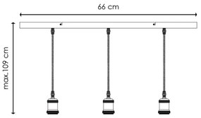 Tápkábel VINTAGE 3xE27/40W/230V réz kivitelben