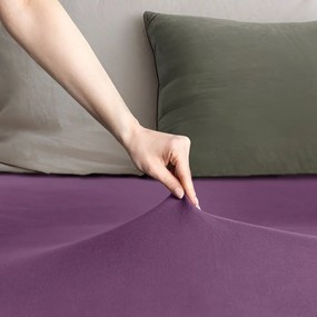 Lila gumis jersey lepedő 220x200 cm Amber – Restilo