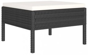 6 részes fekete polyrattan kerti ülőgarnitúra párnákkal
