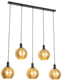 Design függőlámpa fekete arany üveggel 5 lámpás - Bert
