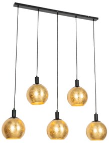 Design lĂłgĂłlĂĄmpa fekete aranyszĂnƱ ĂŒveggel 5-lĂĄmpĂĄs - Bert