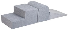 Világosszürke bársony habszivacs játszótér 3 db-os magasság 30 cm 45x143 cm Montessori – Meowbaby