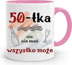 Születésnapra 50 50-es 50-es Bögre Rózsaszín Ajándék fényképes nyomattal