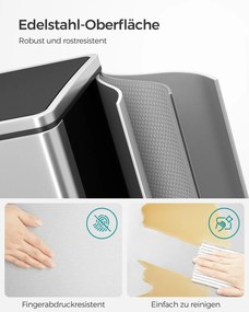 Szelektív szemeteskuka 2x30L, ezüst