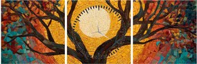 Kép - Nap az élet fájának koronájában (órával) (90x30 cm)