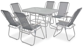 vidaXL 8-részes szürke kültéri acél és textilén étkezőgarnitúra