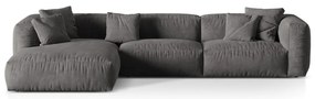 Szürke bársony moduláris sarokkanapé (bal oldali-heverő résszel) Martina – Micadoni