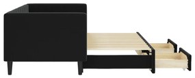 fekete kihúzható bársony heverő fiókkal 80 x 200 cm