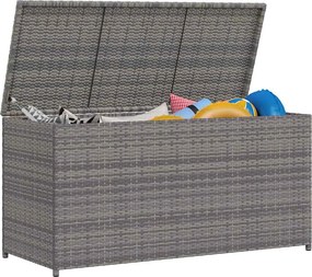 Szürke Polyrattan Kerti Tárolóláda 120 X 50 X 60 Cm