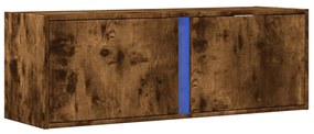 füstös tölgy színű fali TV-szekrény LED-ekkel 100x31x35 cm