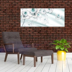 Kép - Türkiz rózsa virágok (120x50 cm)