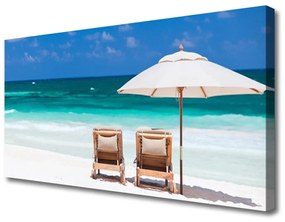 Vászonkép nyomtatás Umbrella Beach Landscape 100x50 cm