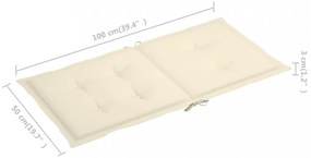 2 db krémszínű oxford szövet háttámlás székpárna 100x50x3 cm