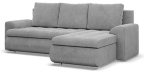 Tokio sarokkanapé, 2 ágyneműtartóval, kordbársony, jobboldali, szürke