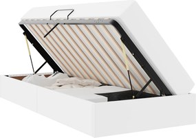 vidaXL Ágy tárolóval és matraccal matracmal tárolóval 2 pcs Fehér Bőr