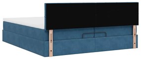 vidaXL Ottomán ágykeret matraccal sötétkék 200x200 cm bársony