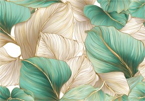 Fotótapéta Levelek Art Deco Arany Hálószoba Nappali Tapéta Flizelina 400x280