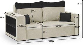 PAVEL Kétszemélyes kinyitható kanapé Krém