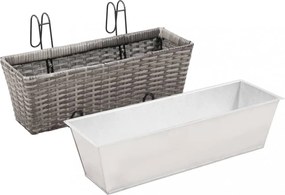 2 db szürke polyrattan erkély virágtartó 50 cm