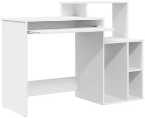 Íróasztal tárolóval Fehér 120.5x44x88.5 cm MDF