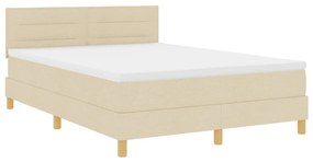 Box Spring Ágy Matraccal és LED-del Krém 140x190 cm Szövet