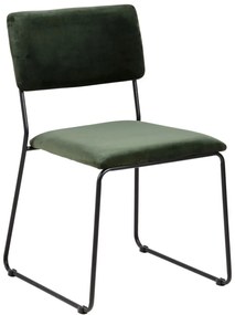 Cornelia design szék, sötétzöld bársony, fekete fém láb