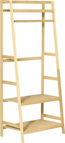 HOMCOM Bambusz Ruhaállvány Polcokkal Előszobába és Hálószobába, 70x42x164cm | Aosom