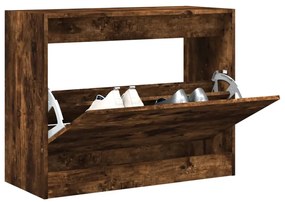 füstös tölgy színű szerelt fa cipőszekrény 80 x 34 x 63 cm