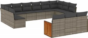 vidaXL 13 részes szürke polyrattan kerti ülőgarnitúra párnákkal