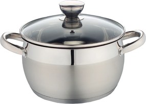 Rozsdamentes Acél Fazék 16 CM Fedővel 1,5L Gáz Indukciós Bogyó