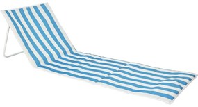 Strandszőnyeg háttámlával, csíkos, kék