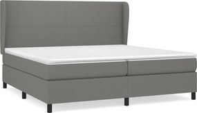 vidaXL sötétszürke szövet rugós ágy matraccal 200 x 200 cm