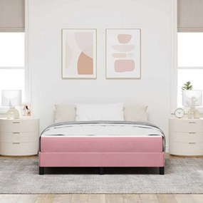 Boxspring ágy matraccal Rózsaszín 140 x 190 cm Bársony