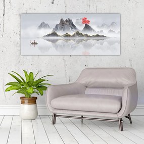 Kép - Hegyek a ködben (120x50 cm)