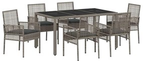 vidaXL Kert étkező szett 7 pcs Szürke polirattan