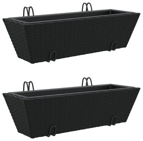 2 db fekete polyrattan növénytartó horoggal