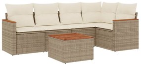vidaXL 6 részes bézs polyrattan kerti ülőgarnitúra párnával