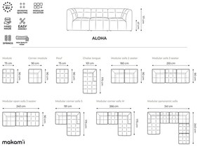Szürke buklé kanapé 180 cm Aloha – Makamii